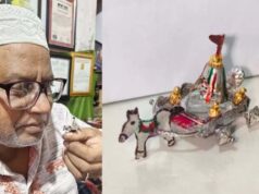उदयपुर के डॉ. इकबाल सक्का ने बनाया 1 सेंटीमीटर का सोने-चांदी का जगन्नाथ रथ