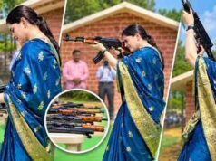 साड़ी पहनकर AK-47 से हवाई फायर करने पर IPS अंकिता शर्मा विवादों में, सरकार ले सकती है संज्ञान